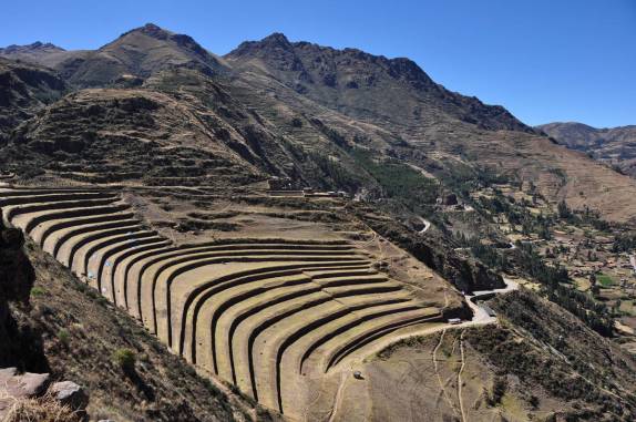 Ruínas da antiga cidade inca de Pisac, no Valle Sagrado, nas proximidades de Cusco, no Peru